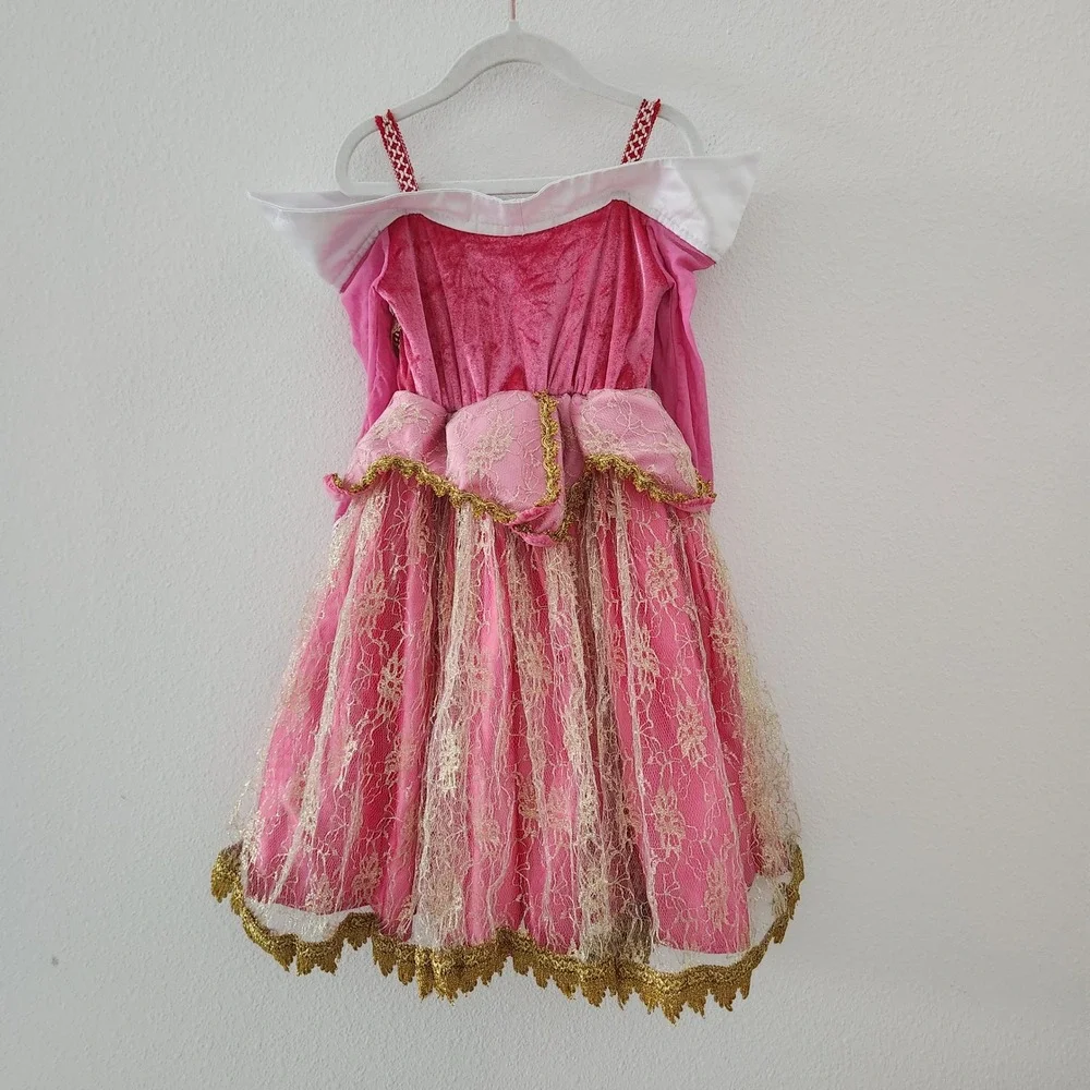 3T Kids Pink Gold Lace Princess Gown Costume Dress Long Sleeve size 100